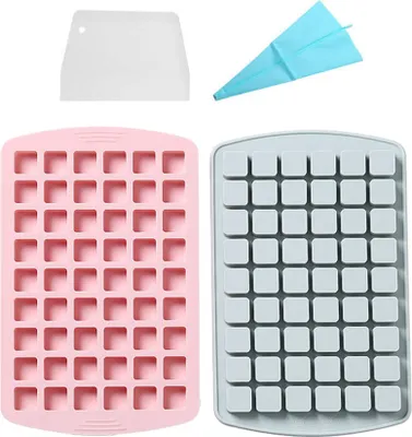Obrázek produktu pro Silikonové mini formy na kostky ledu, 2 kusy, 54 malých forem na kostky ledu, snadno vyjímatelné drcené kostky ledu pro chlazení nápojů, čtvercové mini formy na kostky ledu pro přípravu pokrmů