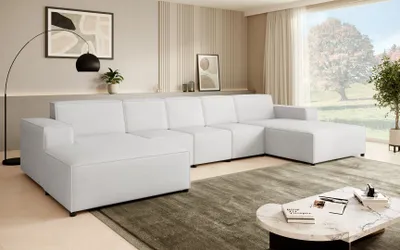 Produktbild von Ecksofa PEDRO U XL, breite Ottomane, Farbe: Beige (Velo621)