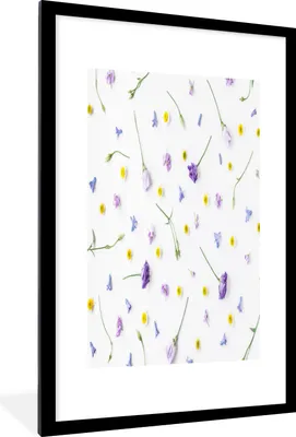Produktbild von MuchoWow® MuchoWow® Gerahmtes Poster Blumen - Pastell - Vintage 60x90 cm - Poster mit zchwarzem Bilderrahmen - Dekoration - Wandposter Wohnzimmer - Hochwertig