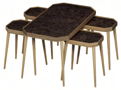 Immagine prodotto di Elegante tavolino in legno marrone con tavolini in stile moderno