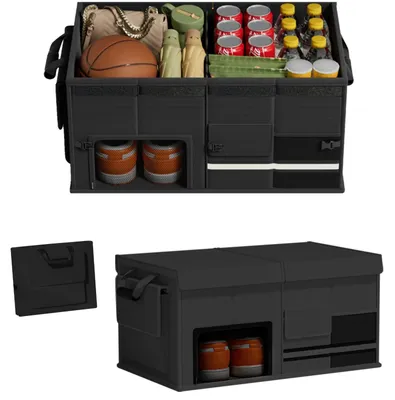 Imagen del producto de Inovra - Organizador de maletero para coche de 60 litros, gran capacidad. Caja organizadora para el maletero del coche, bolsa de almacenamiento versátil. Organizador con bolsillo lateral