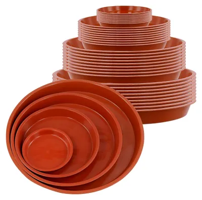 Produktbild von 40 Stück runde Untersetzer für Blumentöpfe, 12/18/24/30 cm, aus Kunststoff, für Garten und Innenbereich
