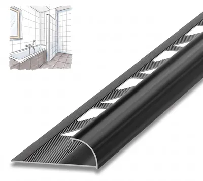 Produktbild von Dalsys Fliesenschiene Viertelkreisprofil 2,5m x 8mm Schwarz Alu