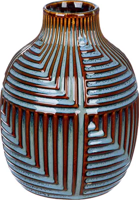 Zdjęcie produktu dla Gilde Vase, bauchig, "Batista", gestreift, Keramik, blau, braun, VE 2, H. 20 cm, D. 15 cm 32562 4063387325629