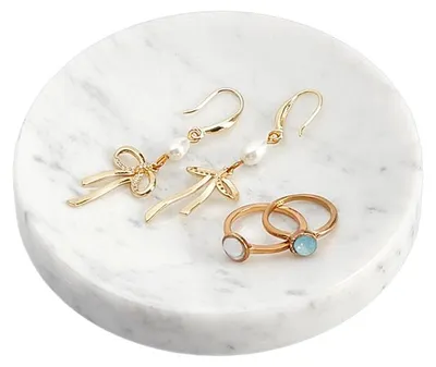 Marmor-Ablageschale rund 9,8x1,6 cm für Schmuck & Schlüssel