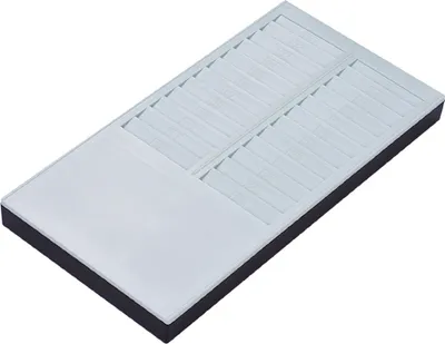 A time card rack with multiple slots, shown from a slightly elevated angle on a white background.