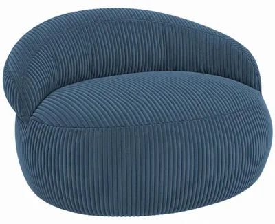 Image de Pouf XXL déhoussable en velours côtelé BANANAIR 110x100 cm bleu foncé
