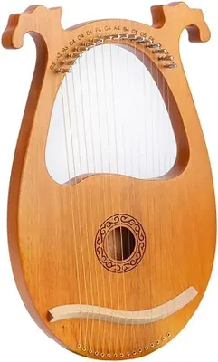 Produktbild von Lyre Harp Lyraharfe - 16-saitiges Instrument - Klein - Massives Mahagoni, Stahlsaiten - Stimmschlüssel, Tonabnehmer - Holzfarbe