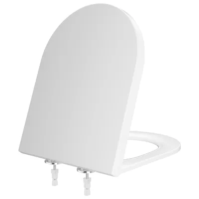 Produktbild von Anycee Toilettendeckel D-Form Lang WC Sitz mit Absenkautomatik Schnellverschluss Duroplast Weiss 250kg belastbar Klobrille