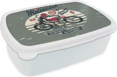 Produktbild von KitchenYeah® Lunchbox Brotzeit Brotdose 17x11 cm Motorrad - Retro - Zitat Kinder Brotzeitdose - Lunch Box - Kinder - Sandwich-Box - Schulbox - Lunch Boxen