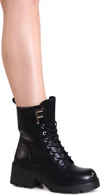 Produktbild von topschuhe24 3120 Damen Plateau Stiefeletten Worker Biker Boots , Farbe:Schwarz, Größe:40 EU