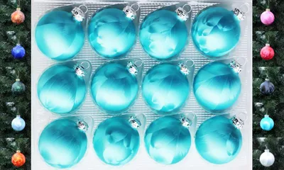 Produktbild von JACK 12x Glas Eislack Christbaumkugeln 6cm Thüringer Weihnachtskugeln Kugeln Türkis Eislack