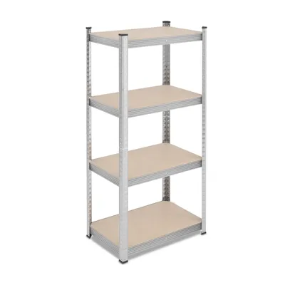 Produktbild von Relaxdays Schwerlastregal, HxBxT: 138x60x40 cm, 200 kg, Stahl, 4 Ebenen, Lagerregal, Keller, Garage, zum Stecken, silber