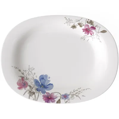 Produktbild von Villeroy & Boch Mariefleur Gris Basic, Servierschale, Porzellan, Mehrfarbig, Oval, 0,5 l, 340 mm