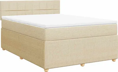 Produktbild von vidaXL Boxspringbett mit Matratze Creme 160x200 cm Stoff