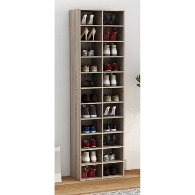 Immagine prodotto di Scarpiere in legno | Dimensioni ca. H. 183 x W. 52 x D. 30 cm | Cassettiera con 22 scomparti | Armadio per scarpe - Hinsol XL
