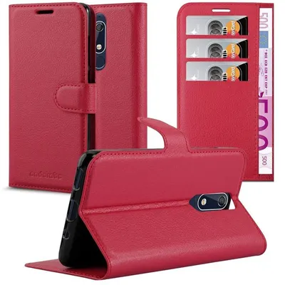 Immagine prodotto di Cadorabo cover per Nokia 5.1 cover protettiva in rosso custodia per cellulare cover chiusura magnetica