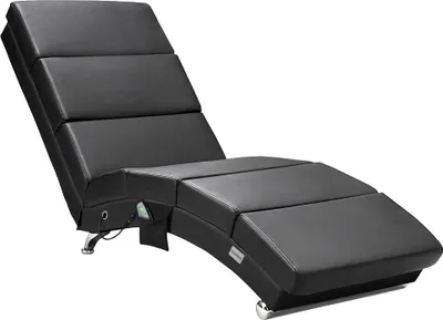 Produktbild von CASARIA® Relaxliege Massage Heizfunktion 186x89x55cm Ergonomisch Kunstleder Gepolstert 180 kg Belastbarkeit Wohnzimmer Chaiselongue Relaxsessel Schwarz