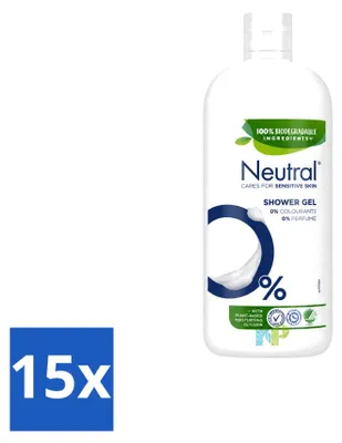 Imagen del producto de 15 unidades de gel de ducha neutro para piel sensible, sin perfume, 900 ml. Paquete económico