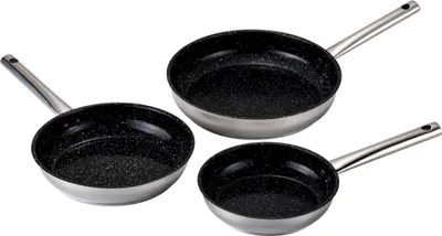 Produktbild von Venteo Kitchenpro Pan Inox - 3er Pfannenset, Edelstahlpfanne, Keramikbeschichtung, Antihaft, Induktion 20/24/28cm