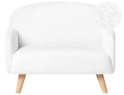 Zdjęcie produktu dla BELIANI Sofa dziecięca biała boucle tapicerowana dla dzieci do pokoju dziecięcego kanapa dla malucha