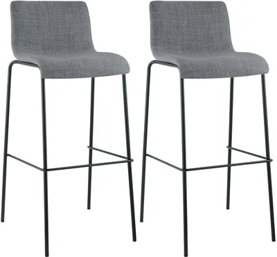 Produktbild von CLP 2er Set Barhocker Hover stapelbar Stoffbezüge Vierfußgestelle bis 150 kg hellgrau Gestell Farbe schwarz