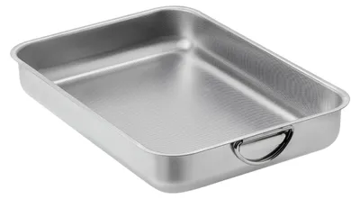 Zdjęcie produktu dla Blacha do pieczenia ze stali nierdzewnej - ulepszona forma do pieczenia - powłoka nieprzywierająca - prostokątna - z uchwytami - wymiary 40 x 28 x 6,7 cm