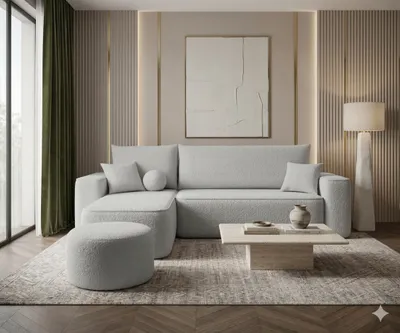 Produktbild von CORNERO Ecksofa TEXAS mit Schlaffunktion Couch in L-Form mit Stauraum Eckcouch mit Bettkasten Sofa in L-Form Grau Ottomane links
