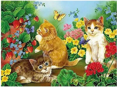 Produktbild von PRACHT® Creatives Diamond Painting Kätzchen in Blumenwiese mehrfarbig