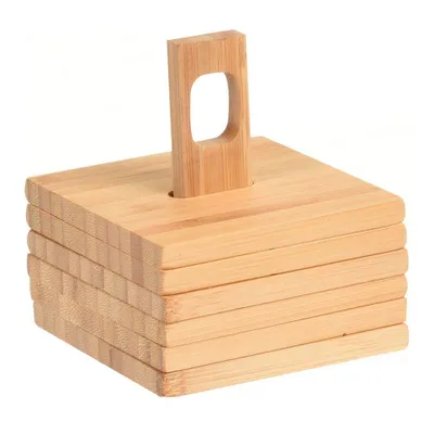 Produktbild von Excellent Houseware 7-teiliges Glashalter-Set, Bambus, 9x9 cm, braun