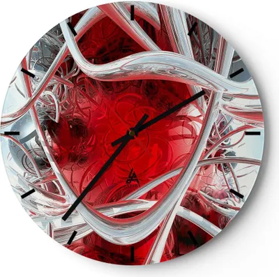 Produktbild von Wanduhr - Rund - Glasuhr - Abstrakt zusammensetzung 3d grafiken - 40x40cm - Schleichendes Uhrwerk - Lautlos - zum Aufhängen bereit - Dekoration Modern - Wanddekoration aus Glas - C3AR40x40-0998