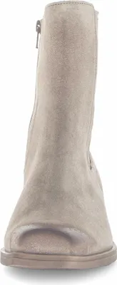 A front view of a beige boot.