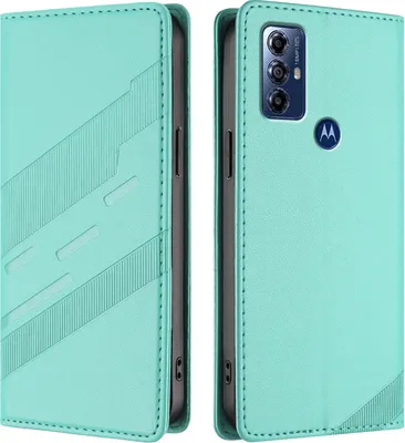 Produktbild von Hülle für Motorola Moto G Play 2022, Kunstleder Brieftaschen Handyhülle mit Kartenfach und Standfunktion Türkis