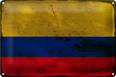 Produktbild von Blechschild Flagge Kolumbien 30x20cm Flag Colombia Rost