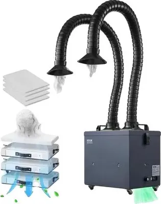Produktbild von Lötrauchabsauger, Luftstromkapazität 380m³/h, Leistung 275W, 4-stufiges Filtersystem, Doppelschlauchdesign, 10 einstellbare Geschwindigkeitsstufen
