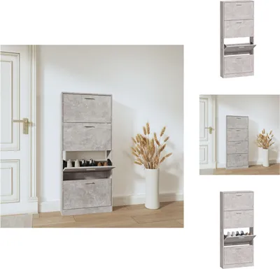Produktbild von vidaXL Schuhschrank Betongrau 59x17x150 cm Holzwerkstoff -  Schuhregale & -schränke