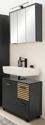 Produktbild von Waschplatz Set mit 65 cm Waschbeckenunterschrank anthrazit, Akustikpaneel-Optik KANE-80