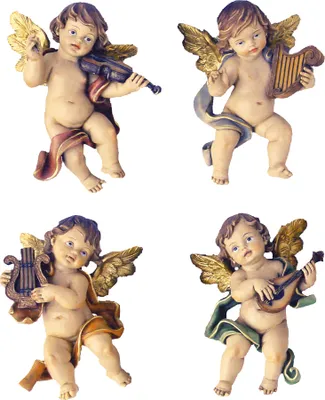 Produktbild von Musizierende Schutzengel Wandengel 4er Set 16 cm Polyresin Deko