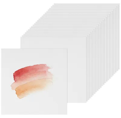 Produktbild von Elzusha – Leinwand, Baumwolle, weiß, 20x20 cm, Set mit 24 Stück, geeignet für Acryl-, Öl- und Aquarellfarben