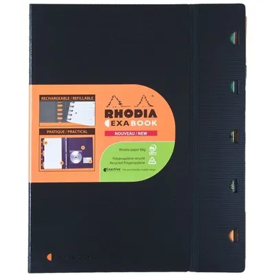 Produktbild von Rhodia 132572C, Einfarbig, Schwarz, A5+, 80 Blätter, 80 g/m², Kariertes Papier