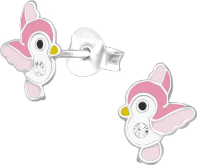 Produktbild von Ohrringe Ohrstecker 925 Sterling Silber Kleiner Vogel mit Kristall