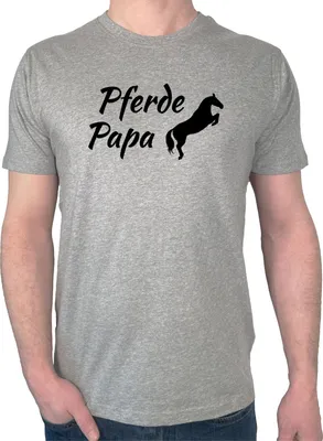 Produktbild von Huuraa Herren T-Shirt Pferdepapa Silhouette M Sport Grey Bio Baumwolle Fairtrade Herrenshirt Geschenkidee