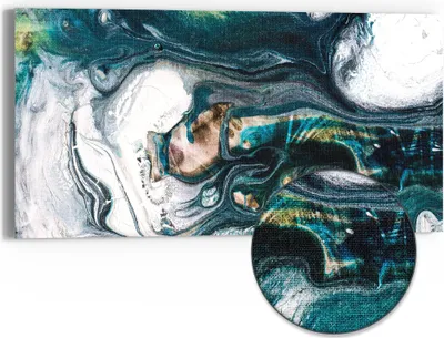 Produktbild von DEQORI Hybrid Leinwand Bild 60x30 cm 'Flüssige Marmorkunst' Wandbild Glas flach modern