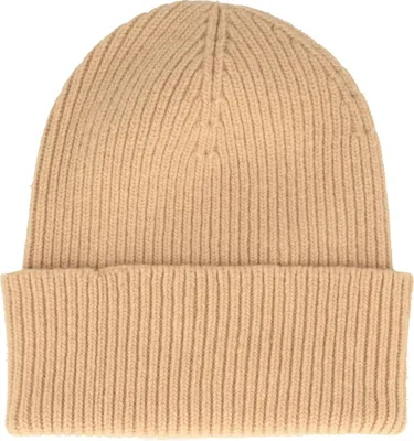 Strickmütze mit Umschlag aus feiner Merinowolle von Hut-Breiter in beige