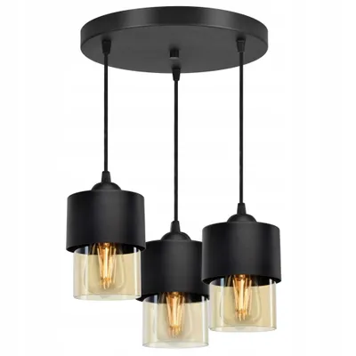 Produktbild von LUXOLAR Pendelleuchte 3 flammig Schwarz mit honig Glasschirm E27 60 W, Pendelleuchte für Wohnzimmer, Küchen - Hängelampe Modern Design