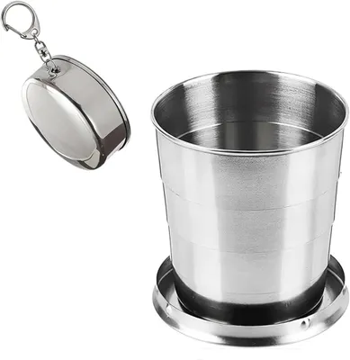 Imagen del producto de Vaso plegable de acero inoxidable, 450 ml, ideal para camping y senderismo