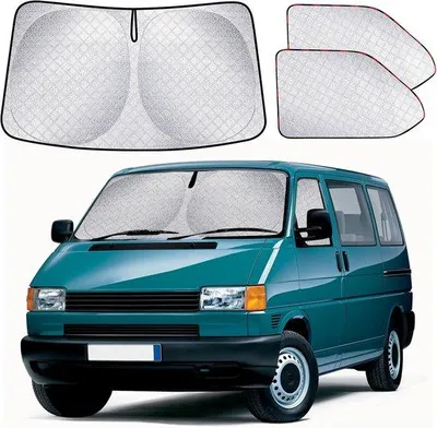 Produktbild von Famanu Sonnenblende für VW T4 - 3-teiliges Set für Windschutzscheibe und Seitenscheiben