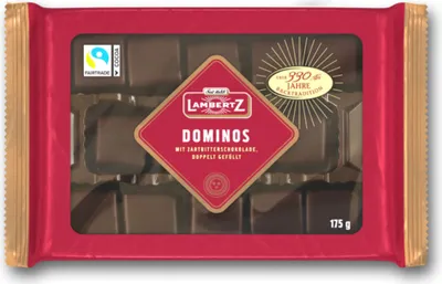 A package of Lambertz Dominos chocolates.