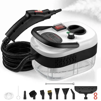 Produktbild von Dampfreiniger Handgerät 2500 W – 105 °C, 3 Bar, 6 Stufen, 1,2 L Tank – Chemiefrei – Hochdruck Dampfreiniger und Auto-Reiniger für Küche, Bad und Polster