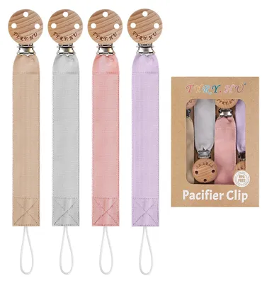 Productafbeelding van Zachte Stof Fopspeenketting Set van 4 Handgemaakt